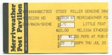 Vintage 1989 Melissa Etheridge Little Feat Concert Ticket Stub Columbia MD