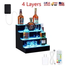 4 Layers Acrylic LED Lighted Bar Shelf Display Wine Racks 16'' With App Control