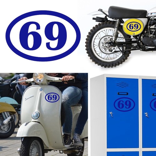 Numero 69 v1 Ovale, Adesivo Vinile - Foto 10 di 19