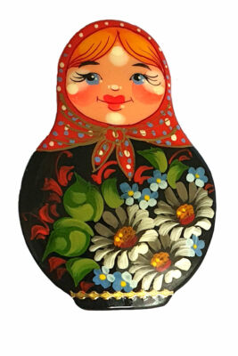 Broche Russe Matriochka Avec Poulet - Peinte à La Main Par L'artiste Sviridova - Neuf Avec étiquettes