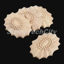 9x6.5cm Wood Carved Corner Onlay Applique Wall Cabinet Door Floral Decor Decal