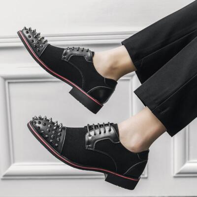 Mens Casual Rivet Round Toe Dress Lace Up Flat Business British Shoes Oversize
