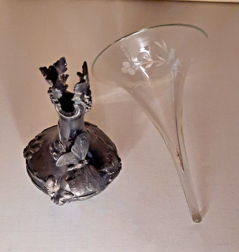 Jugendstil WMF Schmetterling kleine Vase mit Kristall glas einsatz - Art nouveau - Bild 10 von 15