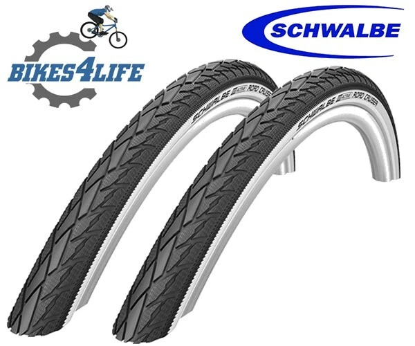 2 x Schwalbe Road Cruiser White Wall 27 x 1 1 4 Cycle Tyres