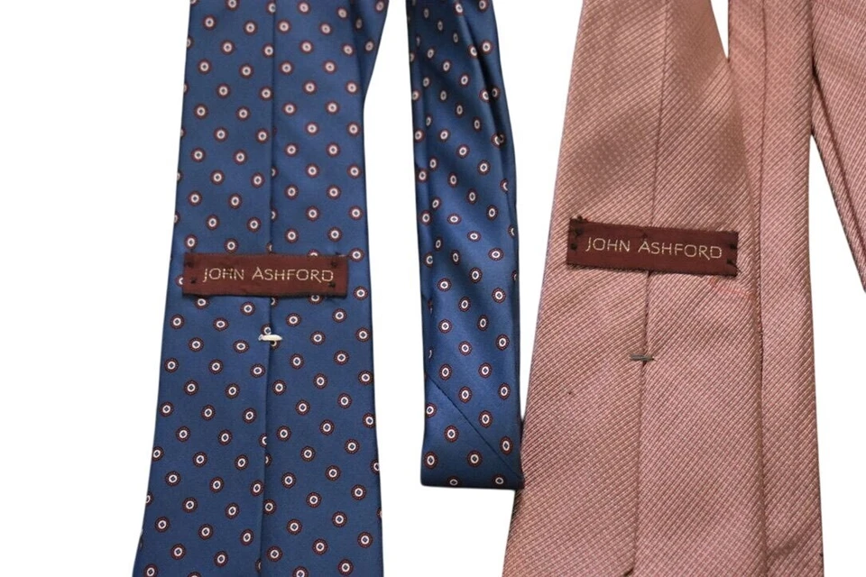 2 Corbatas de Seda John Ashford Vintage Años 80 Azul y Rosa Foto 2 de 3