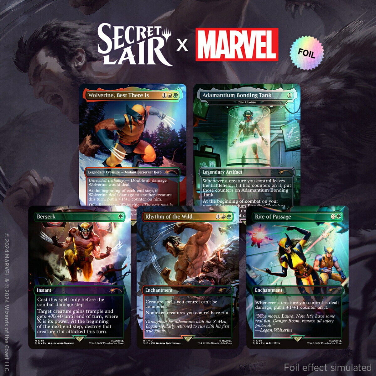 Wolverine Secret Lair x Marvel Rainbow Foil Edition MTG Wolverine Secret Lair x Marvel Rainbow Foil Edition MTG