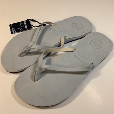 Hari Mari X Peter Millar Flip Flops Womens Light Blue Skylight Size 7 leather