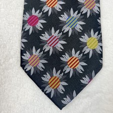 Steve Harvey Collection 100 Silk Tie Floral Multicolor Striped Centers Handmade