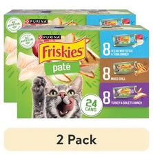 (2 pack) Purina Friskies Classic Pate Variety Pack Wet Cat Food, 5.5 oz, 24 Pack