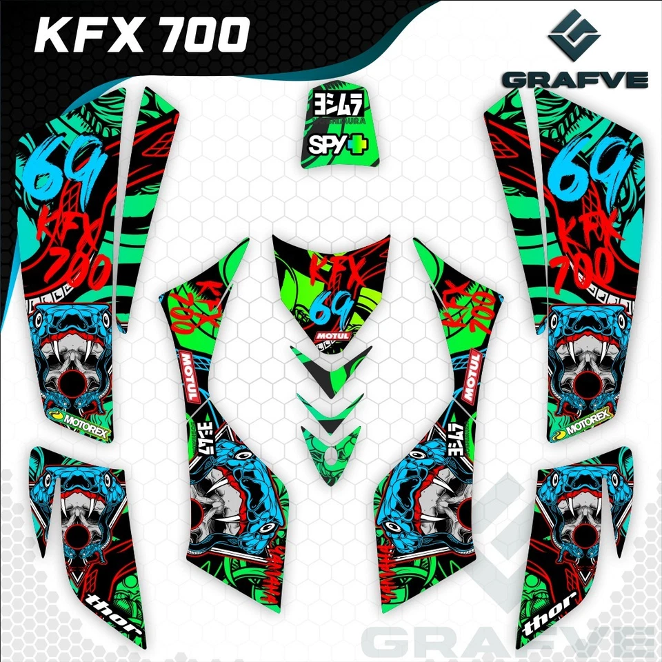 Kawasaki KFX700 KFX 700 2004-2009 Kit Graphics Stickers Custom Decals ATV Racing - Image 2 of 2