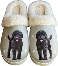 E S Pets Black Labradoodle Snugg Slippers for Pet Lovers - Memory Foam, S/M