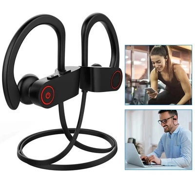 IPX7 HD Stereo Schweißfeste Bluetooth Kopfhörer Kabellose Sport Kopfhörer ~ - Bild 1 von 4