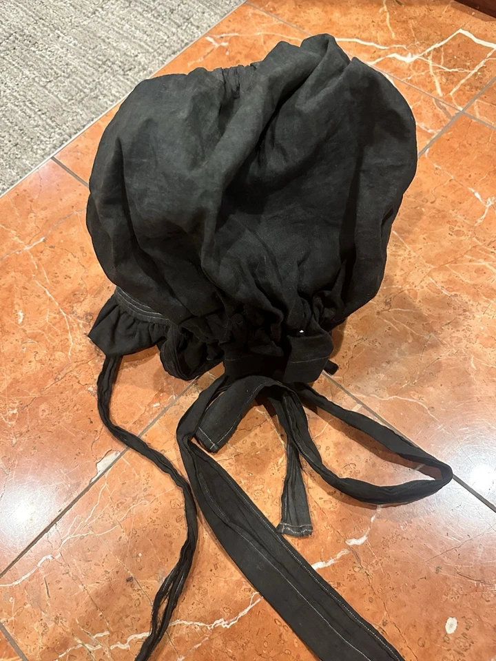 ANTIGUO SOMBRERO DE LUTO VICTORIANO DE FINALES DE 1800 GORRO EXCEPCIONAL PIONERO DE LA PRADERA Foto 3 de 4