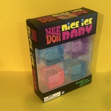 Needoh nice ice baby Square shaped sensory toys, 4 pack of blue pink and purple