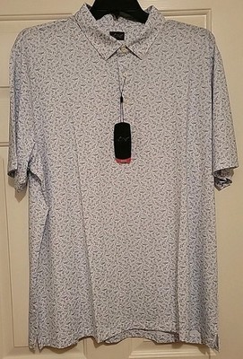 Greg Norman Collection Men's ML75 Polo Shirt Shark Print Multi Color Sz XXL NWT