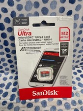 SanDisk 512GB Ultra A1 microSD Memory Card 150 MB/s SEALED/READ DESCRIPTION 