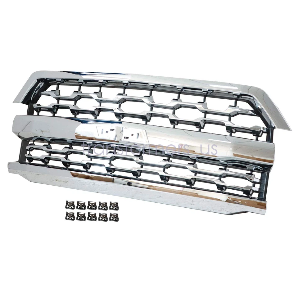 Conjunto de rejilla de parachoques delantero cromado para Chevrolet Silverado 1500 LTZ 2016-2018 Foto 3 de 4