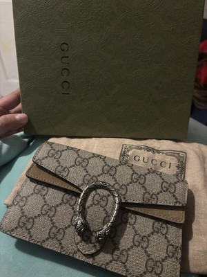 Gucci GG Monogram Small Chain Wallet Crossbody Strap w/ Dust Bag, Brand Card