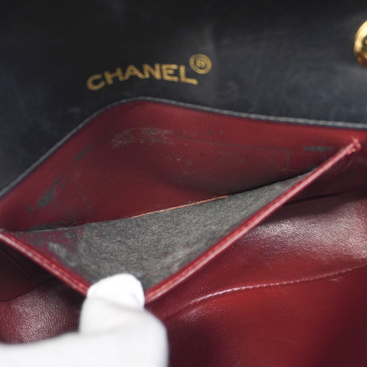 Auth [6ba1023] CHANEL Shoulder Bag Matrasse ChainShoulder Lambskin Black Gol... thumbnail 6