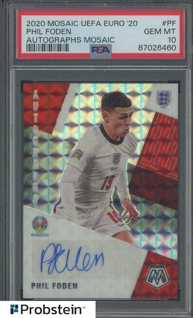 2020 Panini Mosaic Prizm UEFA Euro Soccer Phil Foden AUTO PSA 10 GEM MINT