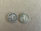 Lot of 2 ¼ Dollar "Standing Liberty Quarter" 0.9 silver unknown dates