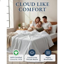 100 Organic Mercerized Cotton Pre Washed Full Size Bed Sheets, Soft Comfy ...