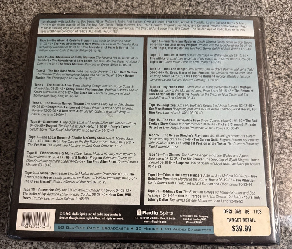 Old Time Radio 60 All Time Favorites 20 Audio Cassette Set, NEW, SEALED - Image 2 of 3