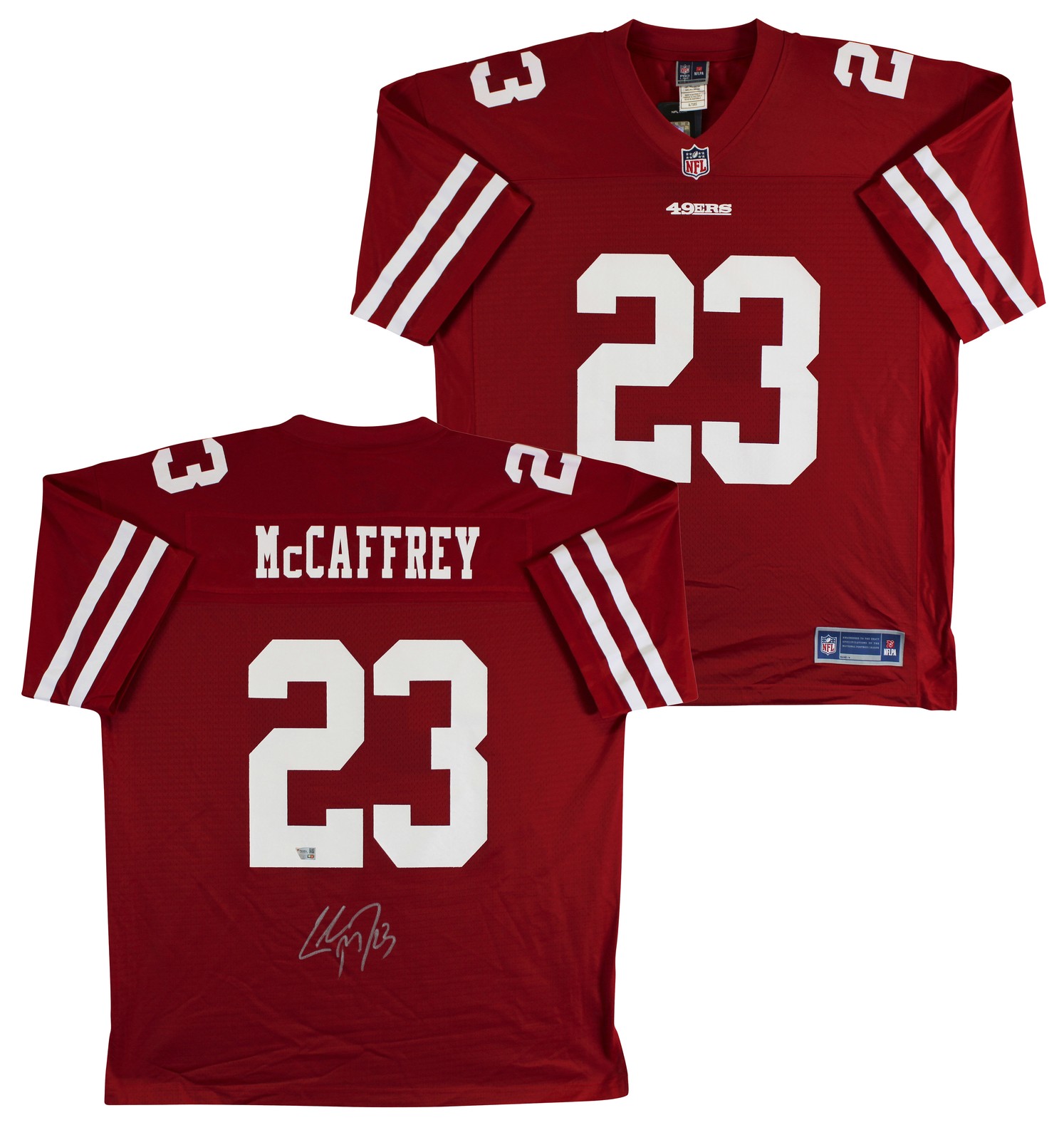 Christian McCaffrey Autographed Signed San Francisco 49ers 49ers Red Fanatics NFL Proline Jersey Fanatics 