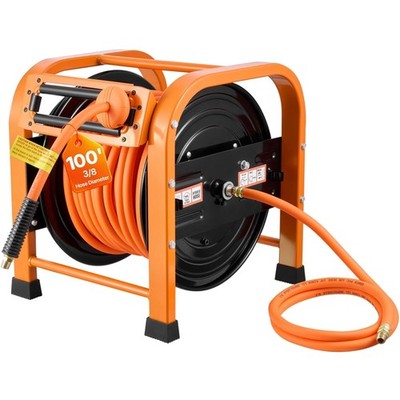 Retractable Air Hose Reel, 3/8 Inch x 100 FT PVC Air Hose Max 300PSI, Auto Re...