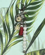 Pearl Bag Charm Keychain Multi Suede Tassel Christmas Charms Wreath Leaf Snow