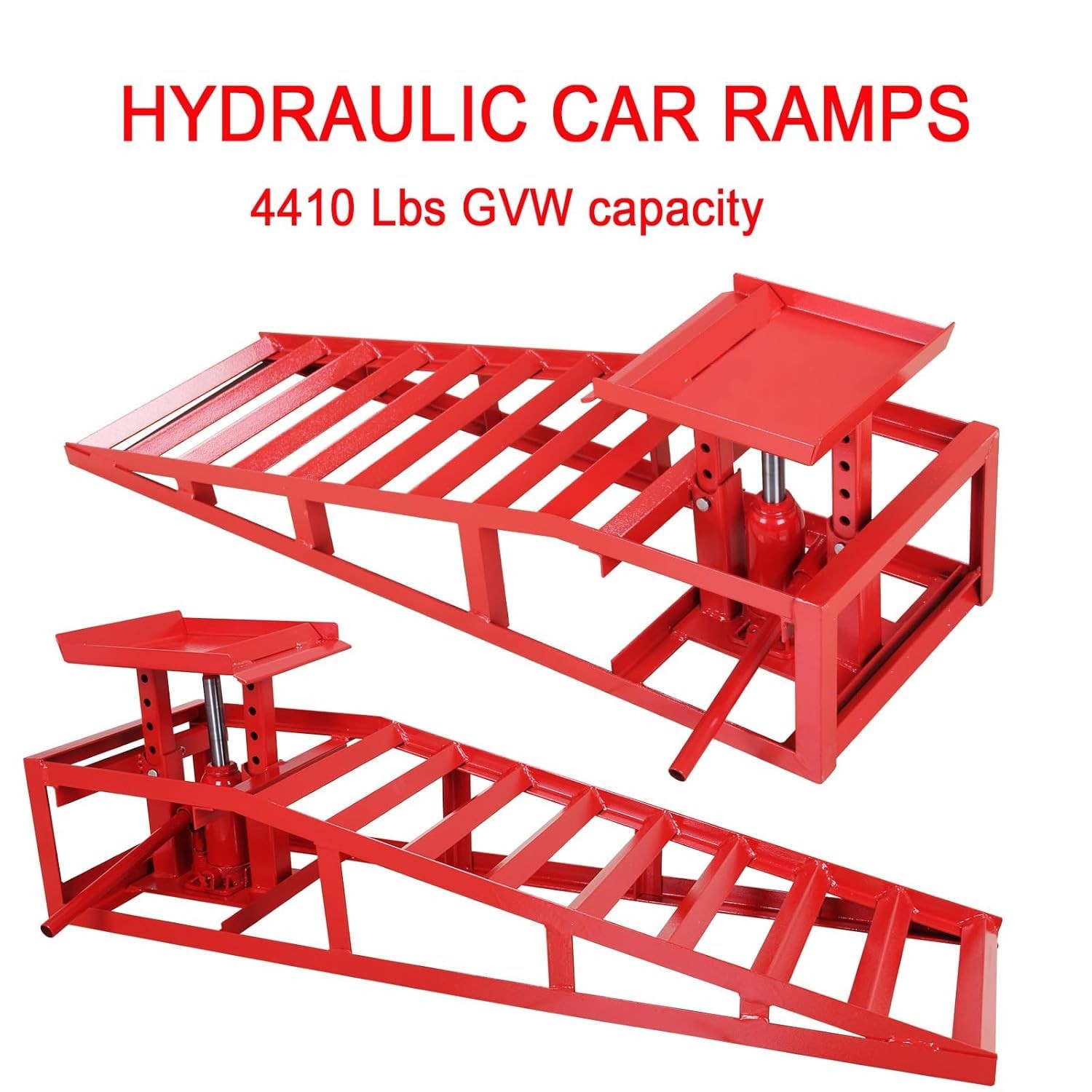 📶2 Packs Hydraulic Car Ramps 11000Lbs/5T Capacity Low Profile Car Lift Service 