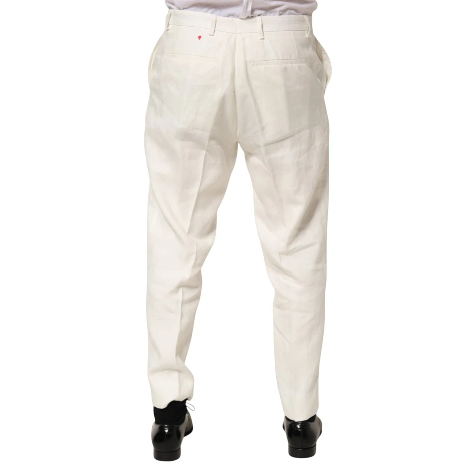 DOLCE & GABBANA Pantalones Blanco Lino Vestido Formal Hombre Pantalón IT56/W42/XXL 820usd Foto 3 de 4