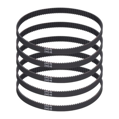 240mm GT-2 Timing Belt, 5pcs 6mm Width 2mm Pitch 3D Printing Closed Loop, Black