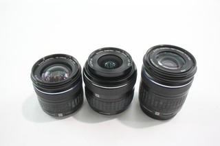 Vintage Autofocus Camera Lenses Working Olympus Zuiko Digital x 3