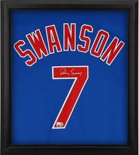 Dansby Swanson Chicago Cubs Framed Signed Blue Nike Replica Jersey Shadowbox