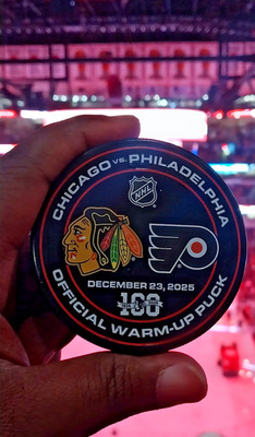 Official Chicago Blackhawks  verses Philadelphia Flyers Warm Up Puck: 12/23/2025