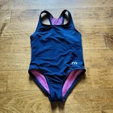 TYR Girls' Durafast Lite Ella Maxfit Swimsuit Sz 4t Navy Swim Team