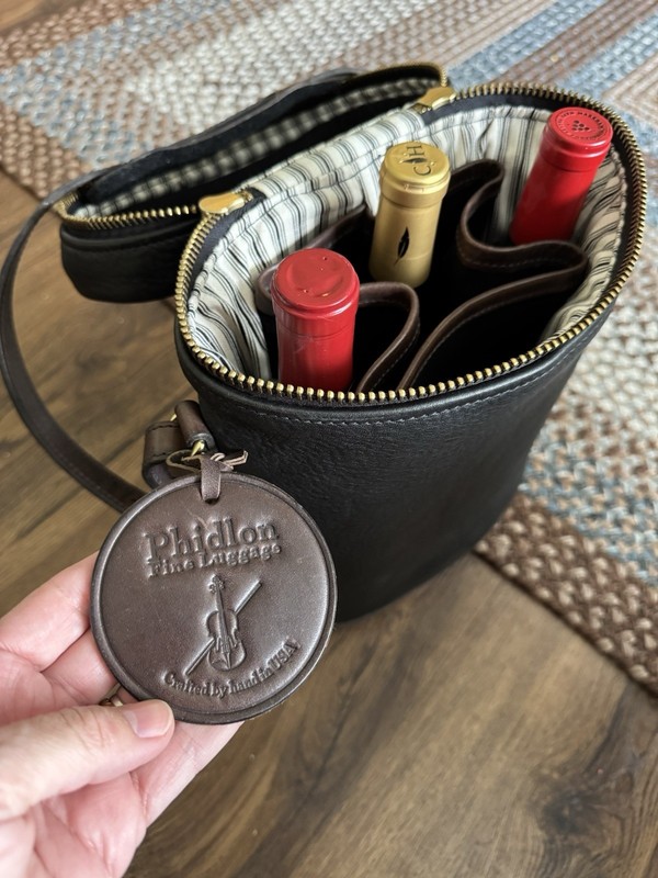 Leather Wine Bottle Holder Brown, Two-Three Pack