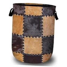 Laundry Basket with Sturdy Handles, Retro Cow Print Cowhide Patchwork