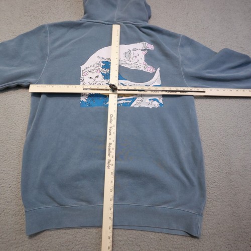 RipNDip Hoodie Mens Large Blue Great Wave of Nerm Cat Graphic Pullover Skate - Picture 8 of 15