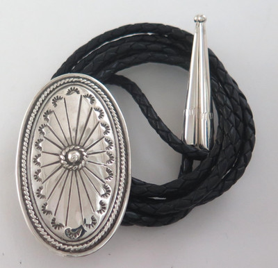 Quality Sterling Silver Intricate Concho Style Southwestern Bolo Tie