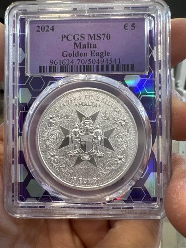 2024 5 Euro 1 Oz Silver Coin  Malta Golden Eagle Pcgs Ms70
