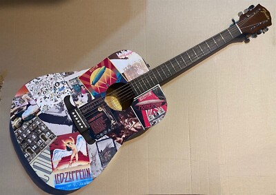CUSTOM LED ZEPPELIN Album Zoso Swan Song Decoupage Fender FA CUSTOM LED ZEPPELIN Album Zoso Swan Song Decoupage Fender FA