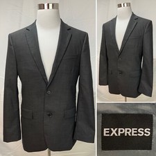 Express Men  s 38R Charcoal Gray Wool Blend 2-Button Double Vented Blazer Jacket