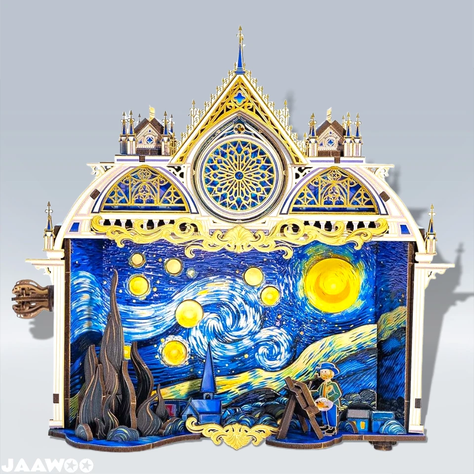 Rompecabezas de metal 3D para adultos La noche estrellada Van Gogh's manualidades trabajo modelos kits Foto 4 de 4