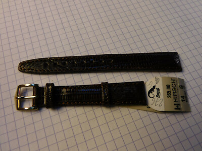 Bracelet De Montre Hirsch Reptile Royal Taille 12 Noir - Boucle Chrome - Neuf Avec Étiquettes