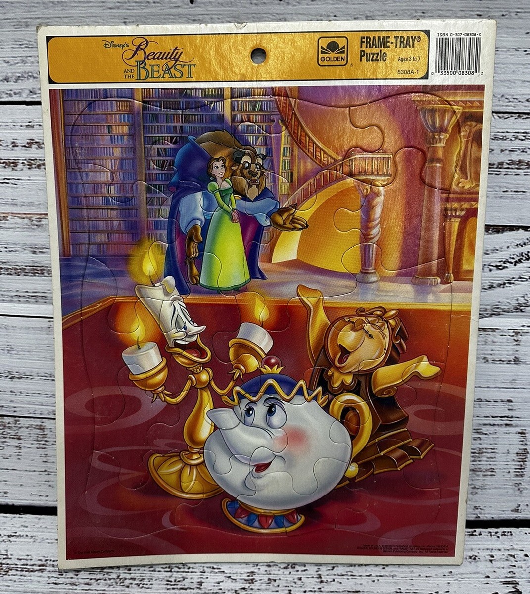 Vintage 90s Beauty And The Beast Large Tray Disney Puzzle 8308A-1