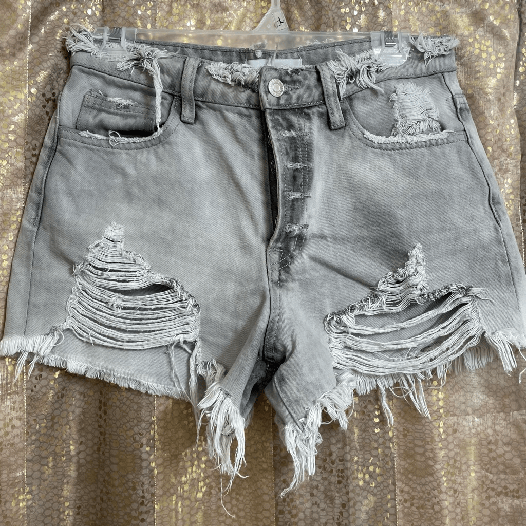 Vervet High Rise Distressed Destroyed Antique Gray Cut Off Grunge Shorts  Small