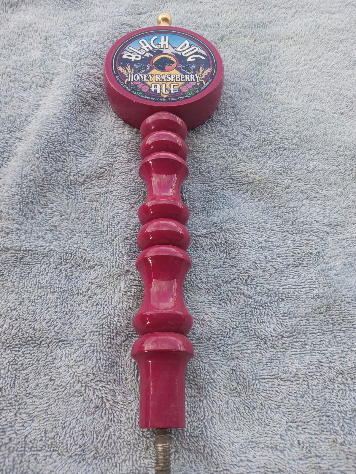 Black Dog Honey Raspberry Ale Beer Tap Handle Wooden 13 1/2" Long Used