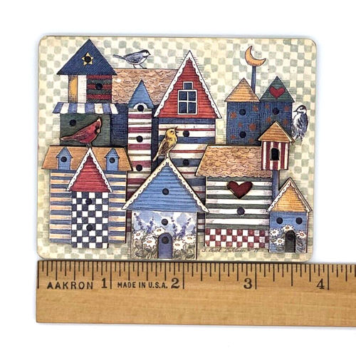 Birdhouse Patchwork Fridge Magnet Birds Vintage R. A. Lang Made in Canada 3D - Picture 2 of 11